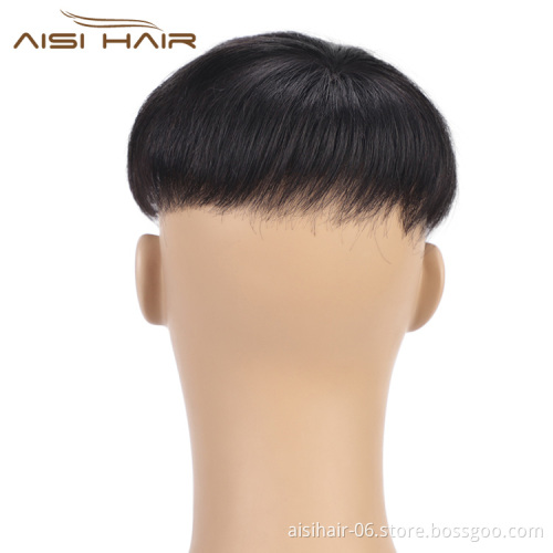 Aisi Hair Toupee Man Wig Hairpieces Lace Head Spin with Clips  Hair Replactment Human Hair Machine Made Toupee for Men